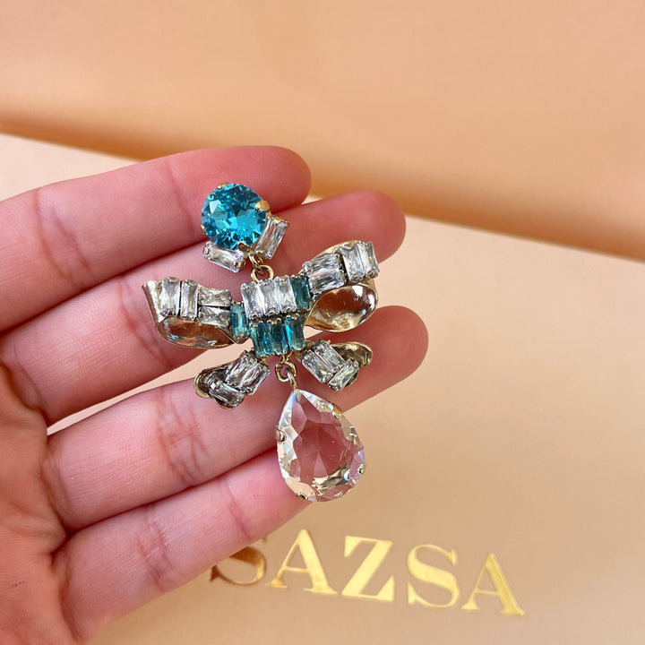Turquoise Swarovski crystals earrings
