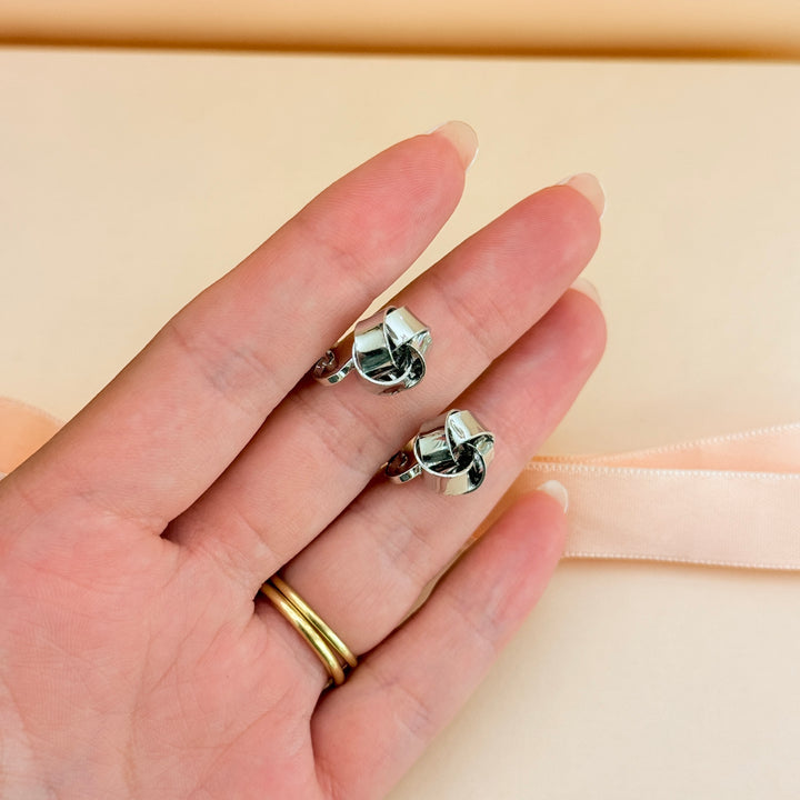 Plain Knot silver clip on earrings