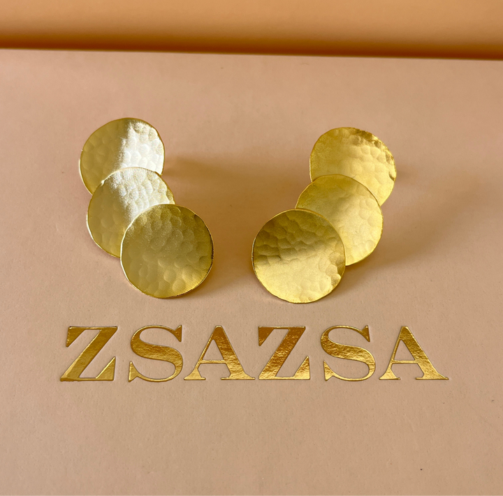 Gold discs handmade earrings