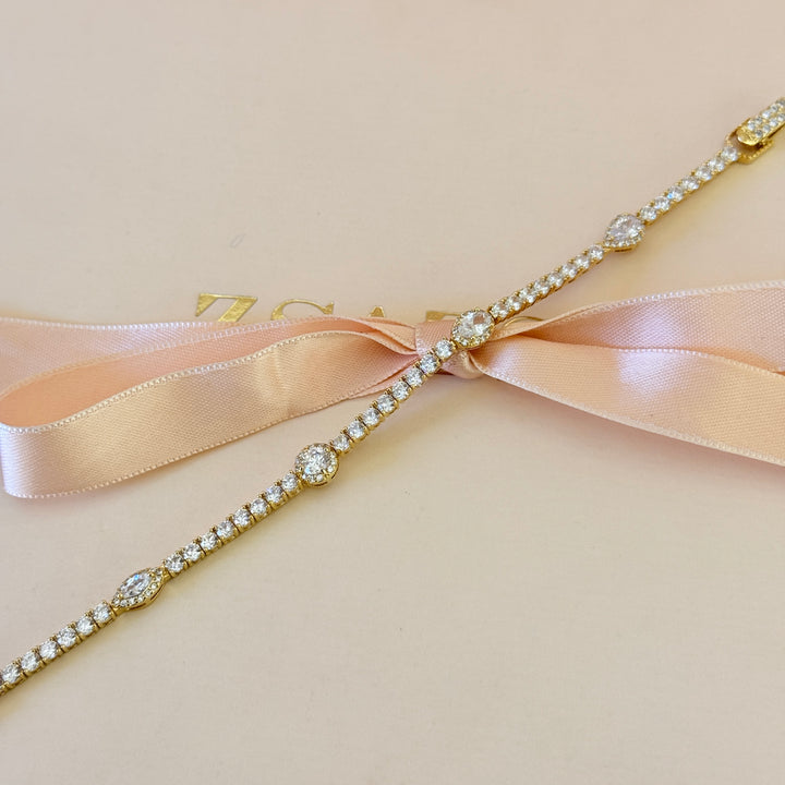 Zircone mixed shapes gold plated bracelet