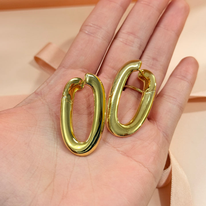 Oval sterling silver gold plated hoops
