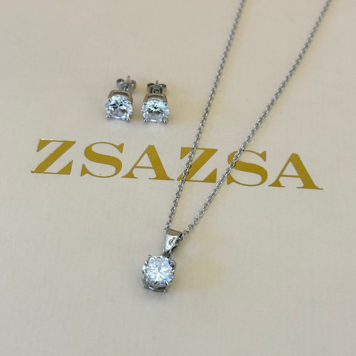 Solitaire zircone silver set