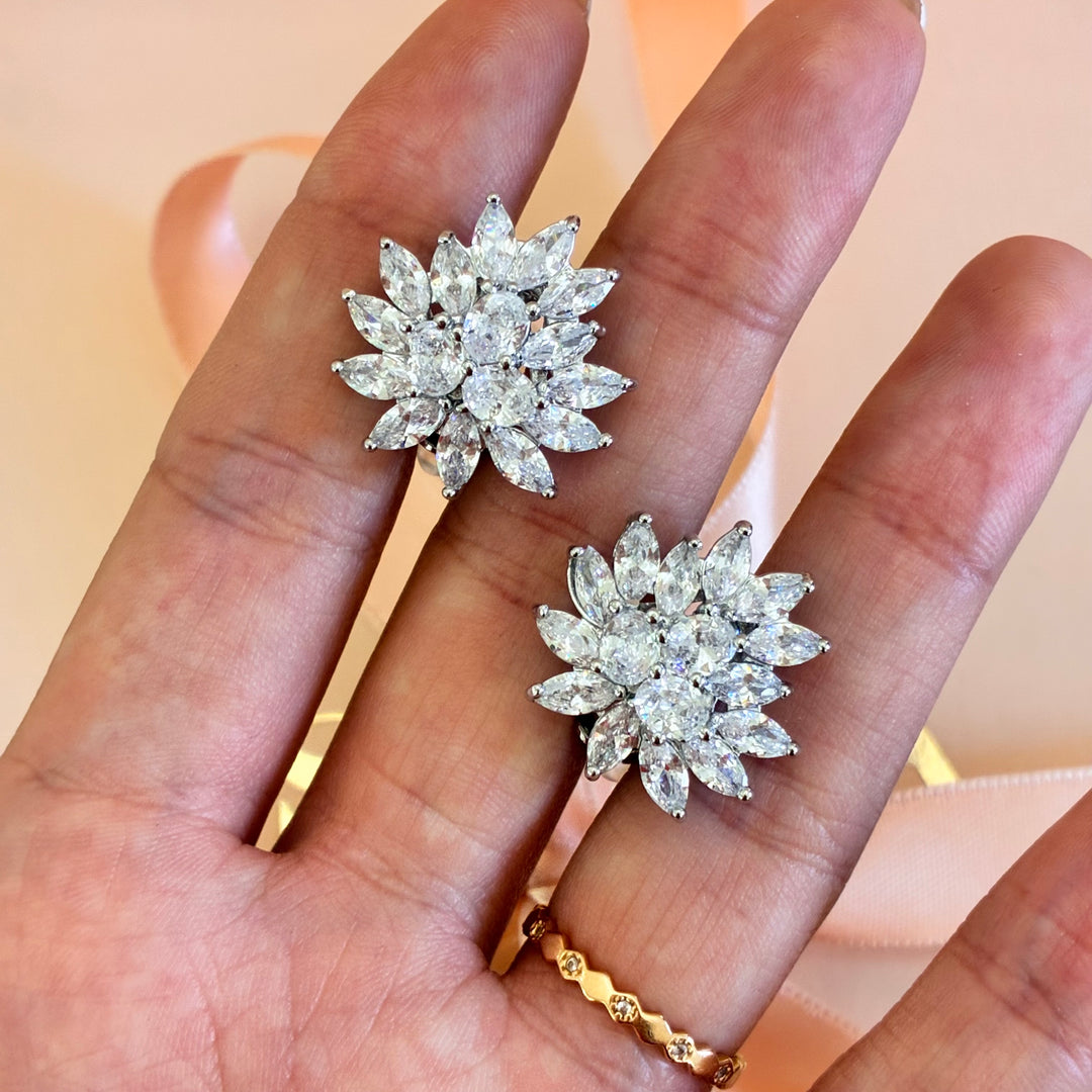 Marquise zircone silver clip on
