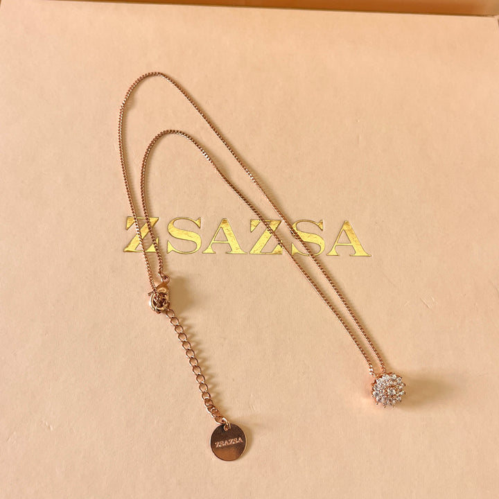 zircone rose gold plated flower necklace