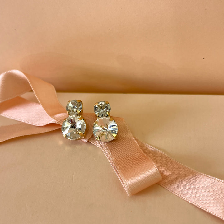 Double preciosa crystals gold plated studs