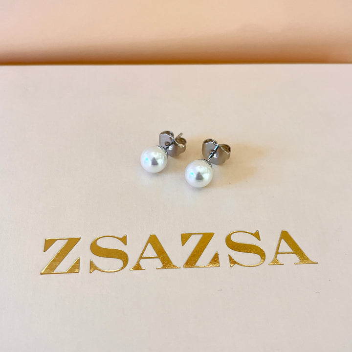 Mallorca Pearls twisted white gold plated set
