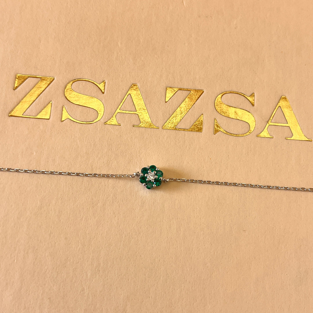 Dark green flower zircone bracelet
