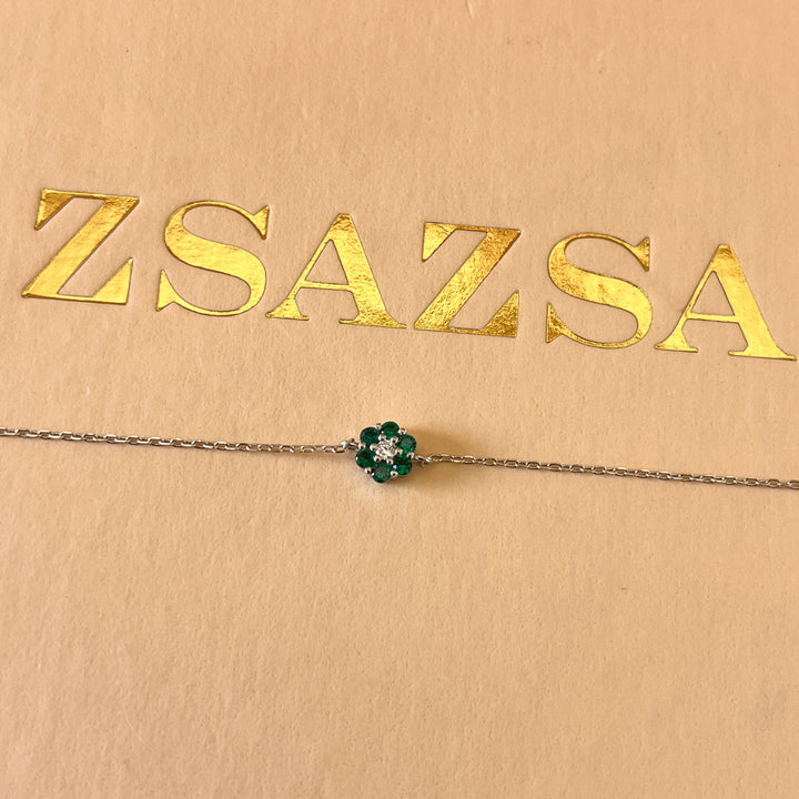 Dark green flower zircone bracelet