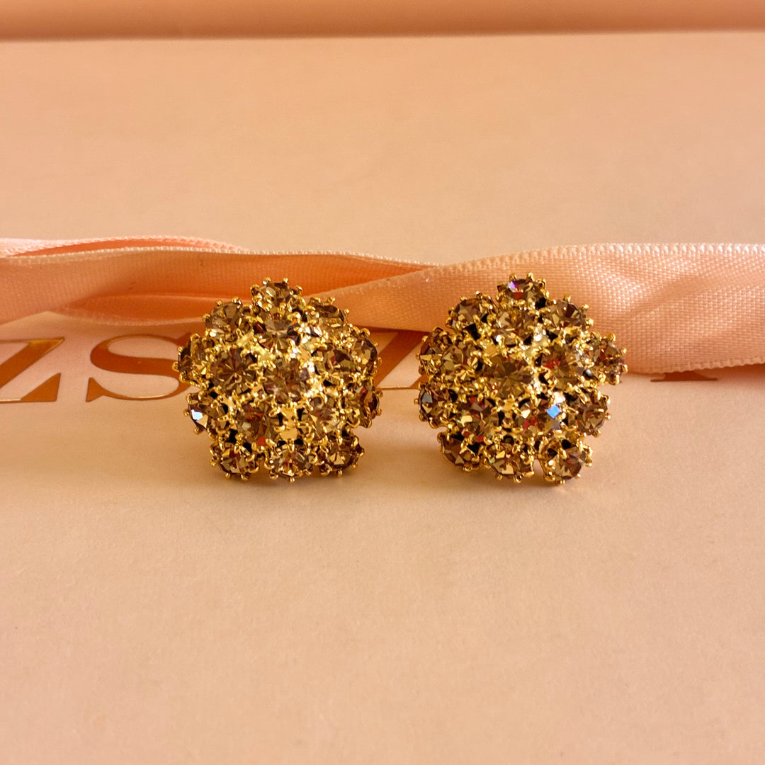 Flower bronze Swarovski crystals set