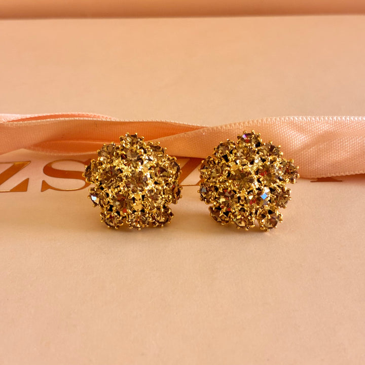 Flower bronze Swarovski crystals set