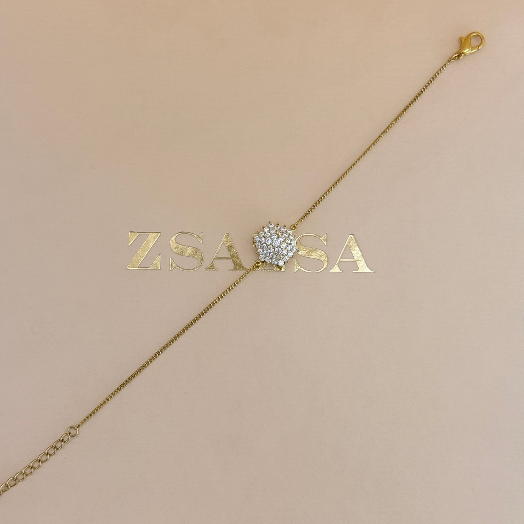 Zircone flower gold plated pendant & bracelet