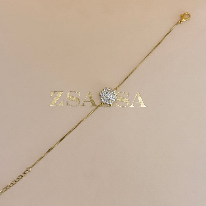 Zircone flower gold plated pendant & bracelet