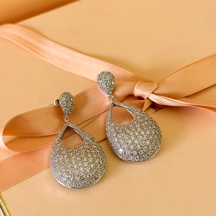 Teardrop zircone silver earrings