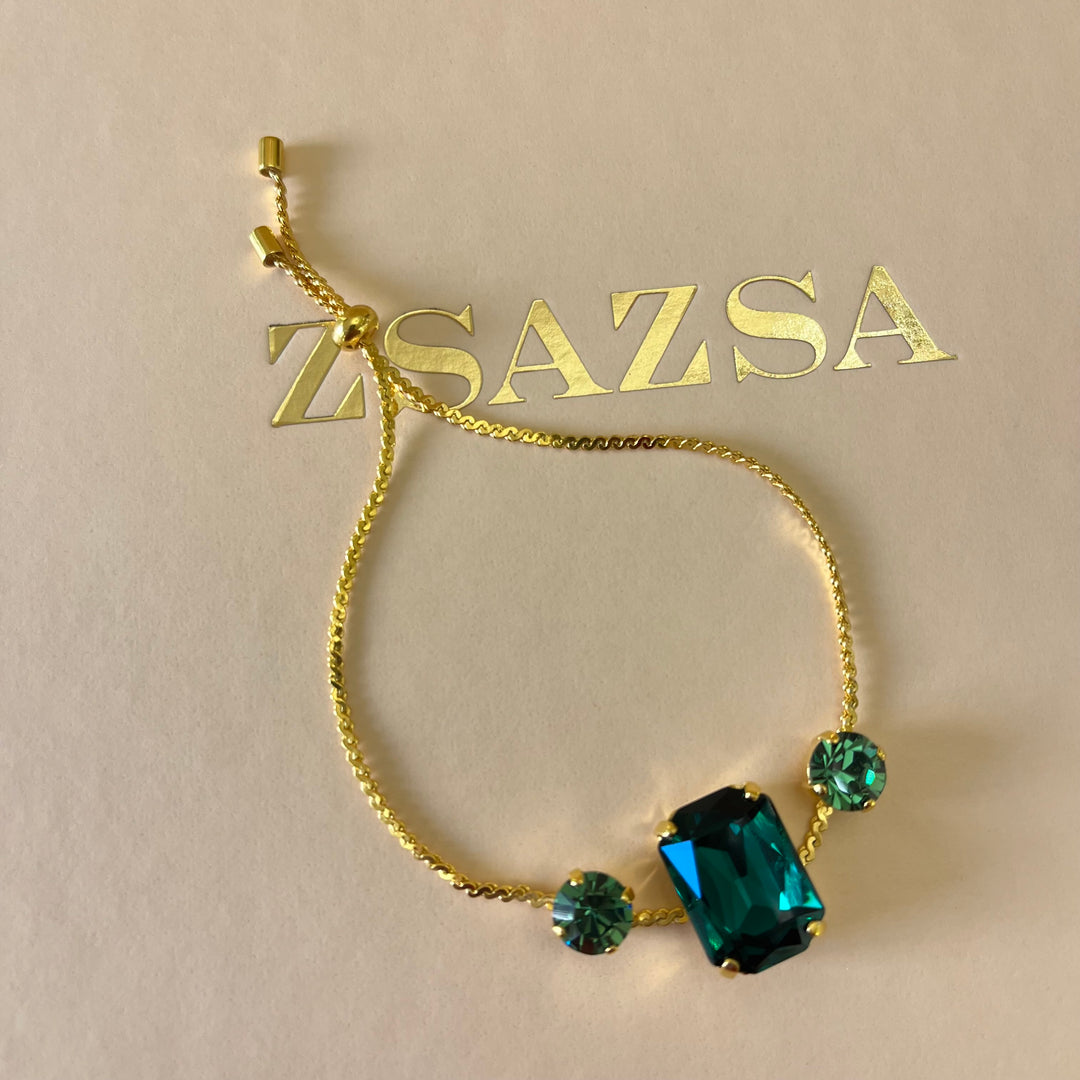 Green Swarovski crystals set