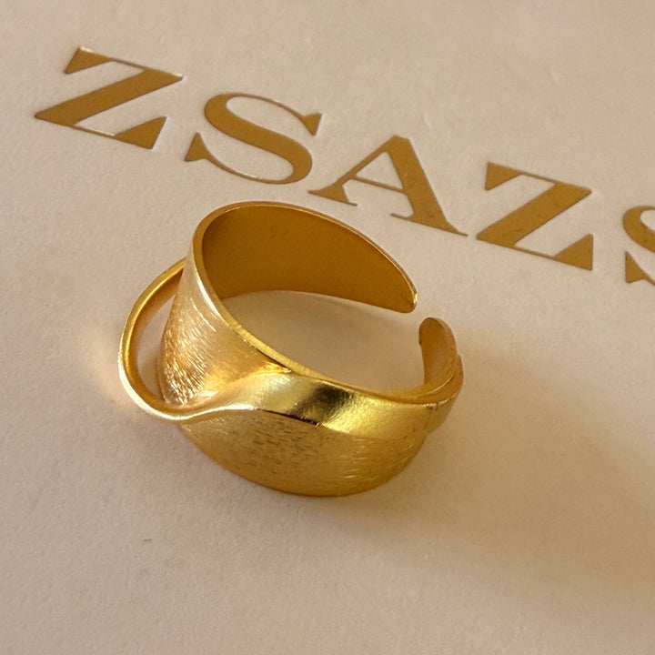 Handmade Plain ring with a Curve Gold Ring | Gold Plated | ZsaZsa