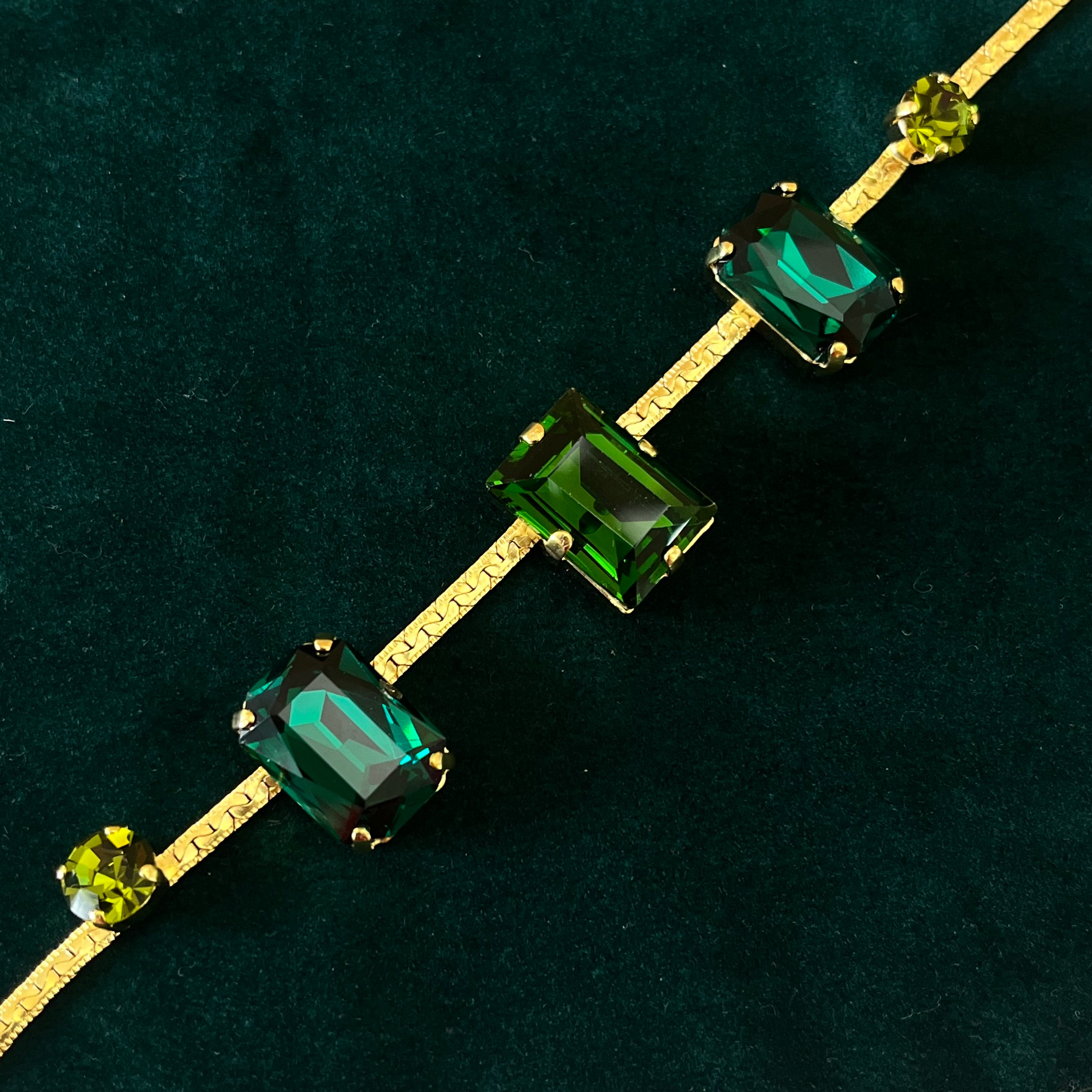 Green Swarovski crystals set