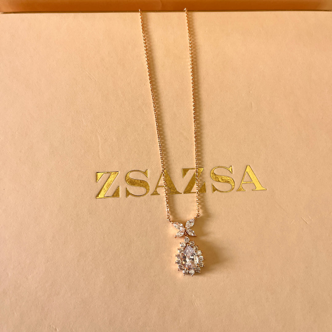 Teardrop zircone rose gold plated pendant