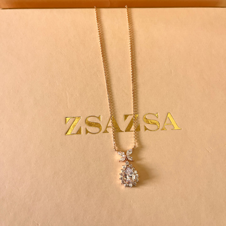 Teardrop zircone rose gold plated pendant