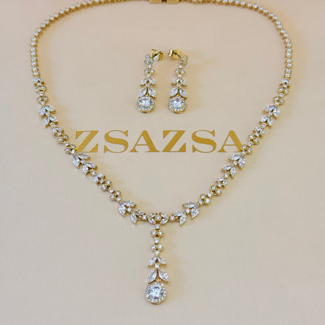 Marquise zircone gold plated set