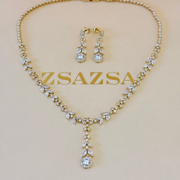 Marquise zircone gold plated set