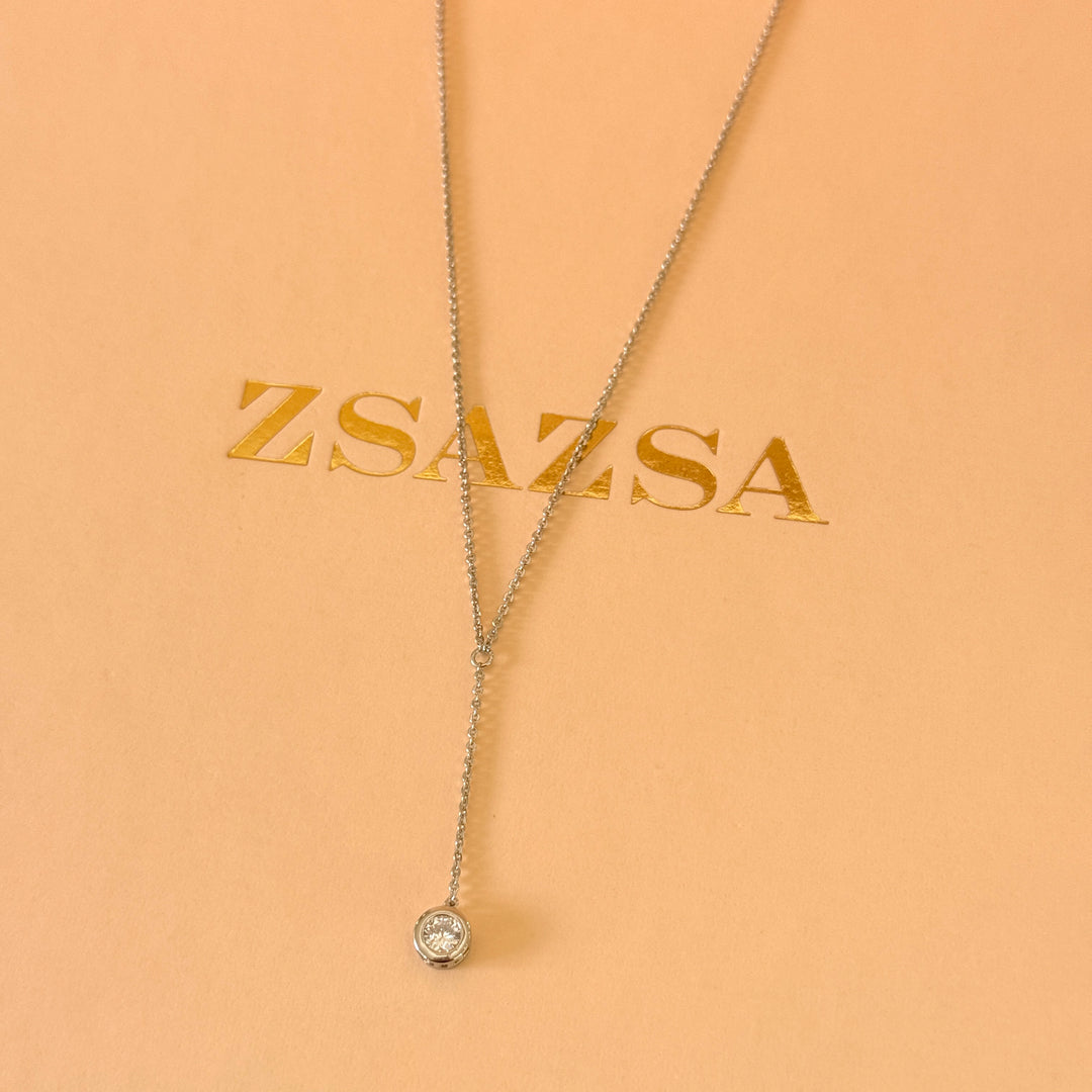 Solitaire zircone silver pendant