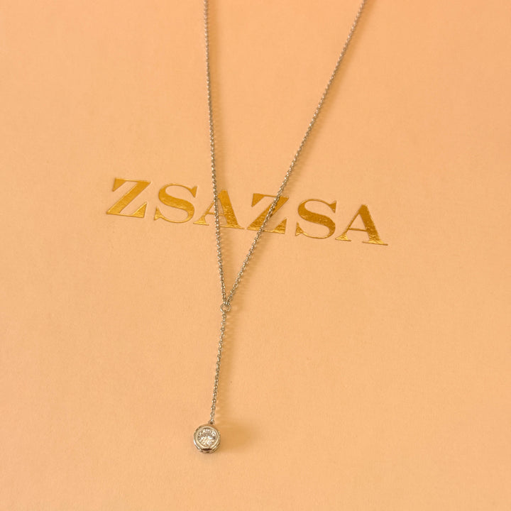 Solitaire zircone silver pendant