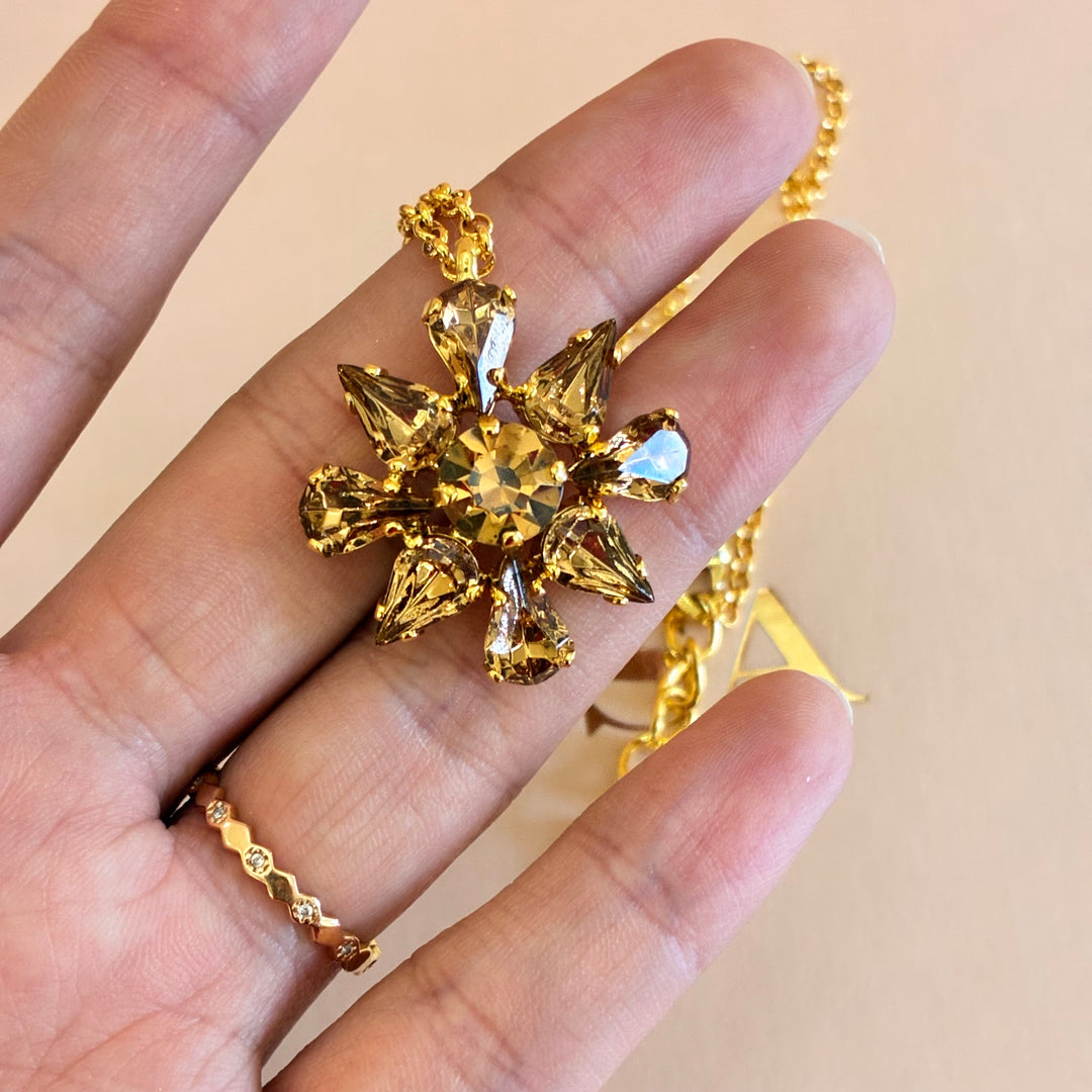 Teardrop and marquise bronze Swarovski crystals set
