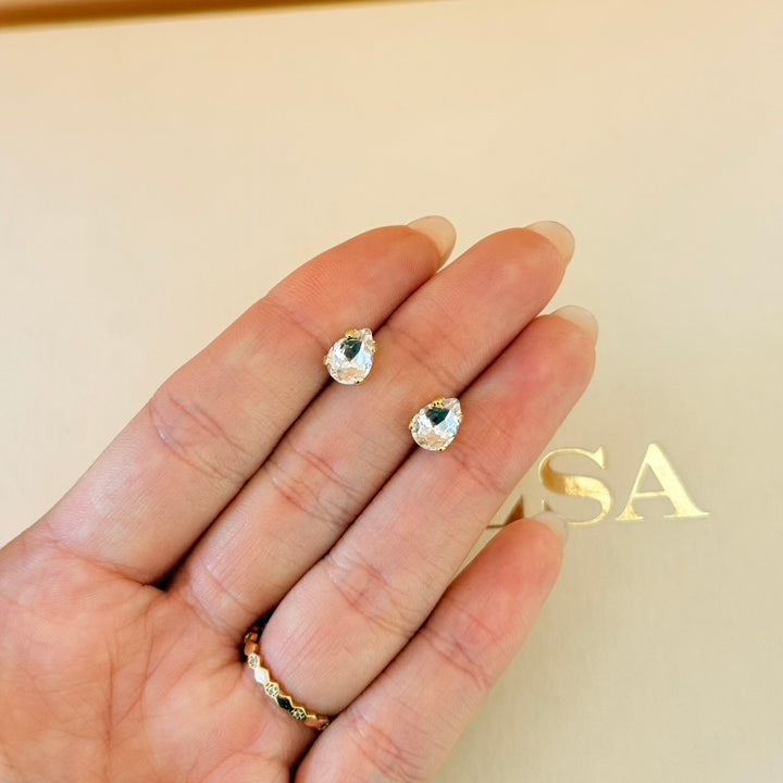 Dainty light pink teardrop sterling silver gold plated set