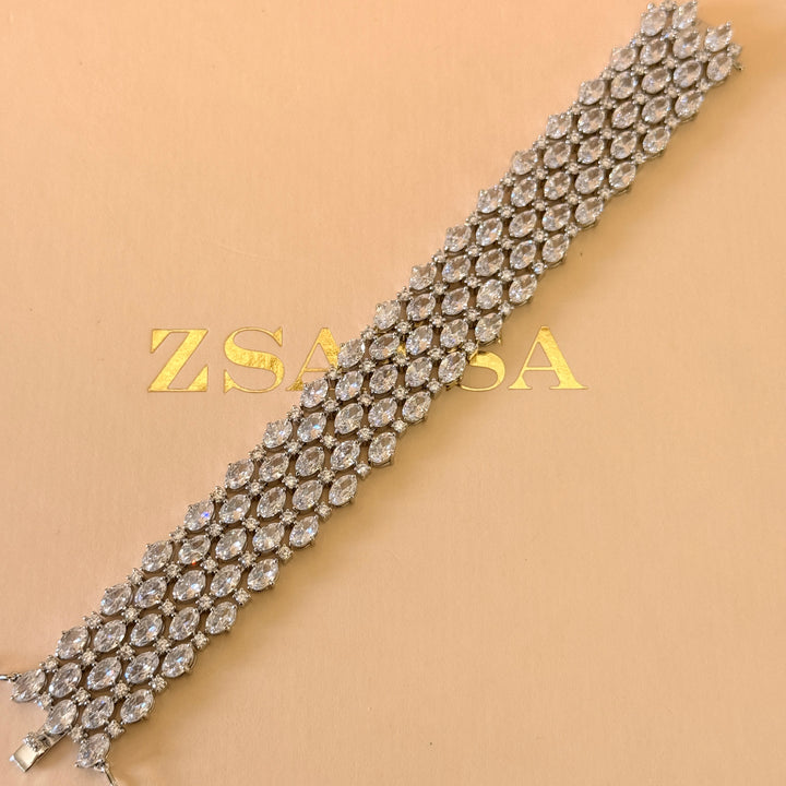 Oval zircone silver bracelet