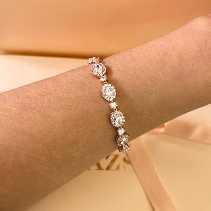 Oval zircone rose gold plated bracelet