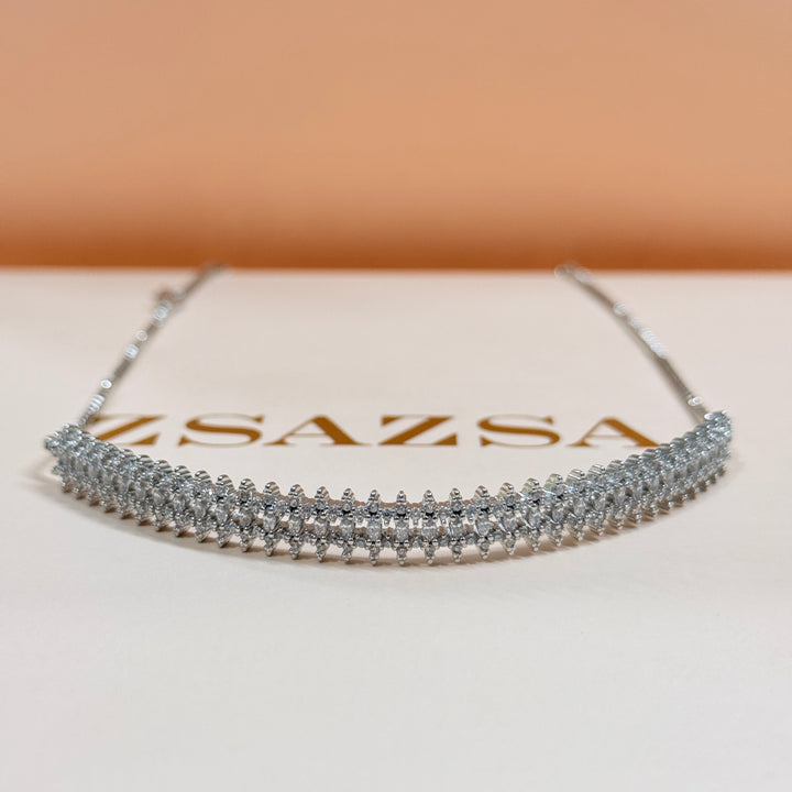 Marquise zircone silver choker set