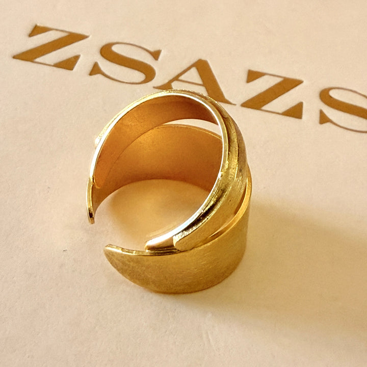 Handmade Wide Band Ring | Gold Plated | ZsaZsa