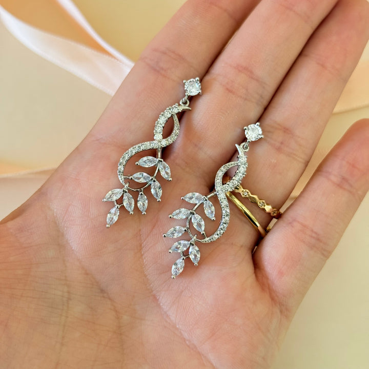Classic marquise zircone silver earrings and bracelet