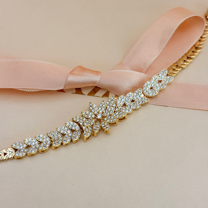 Zircone flower gold plated bracelet