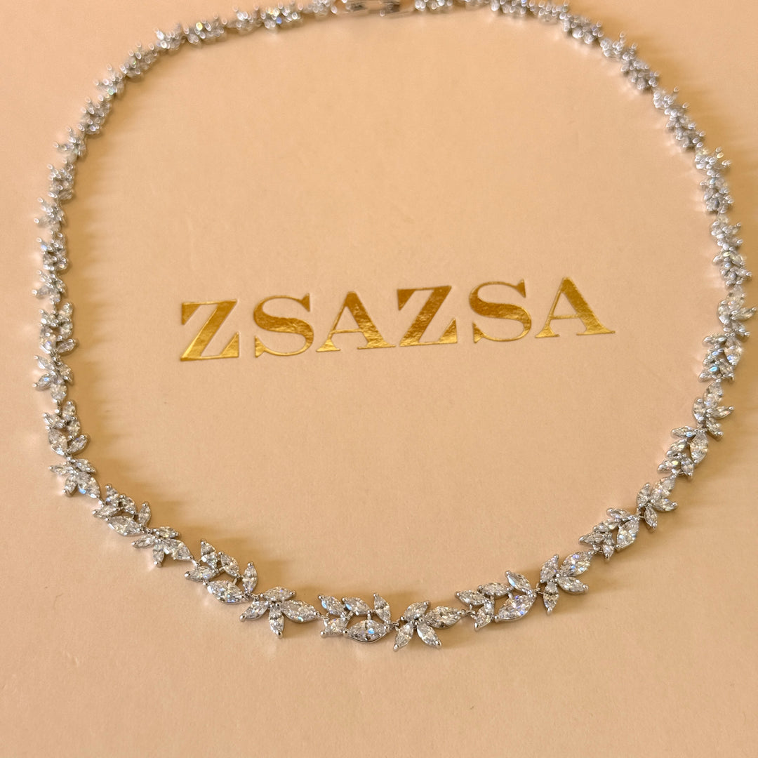 Marquise dainty zircone silver necklace