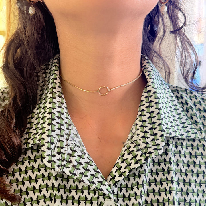 Rhinestone dainty gold plated choker