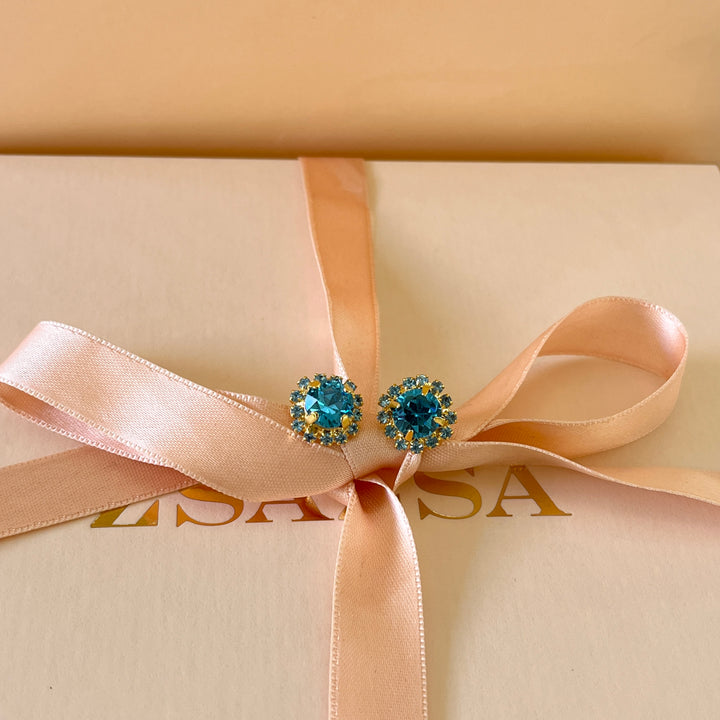 Turquoise Swarovski Crystals studs