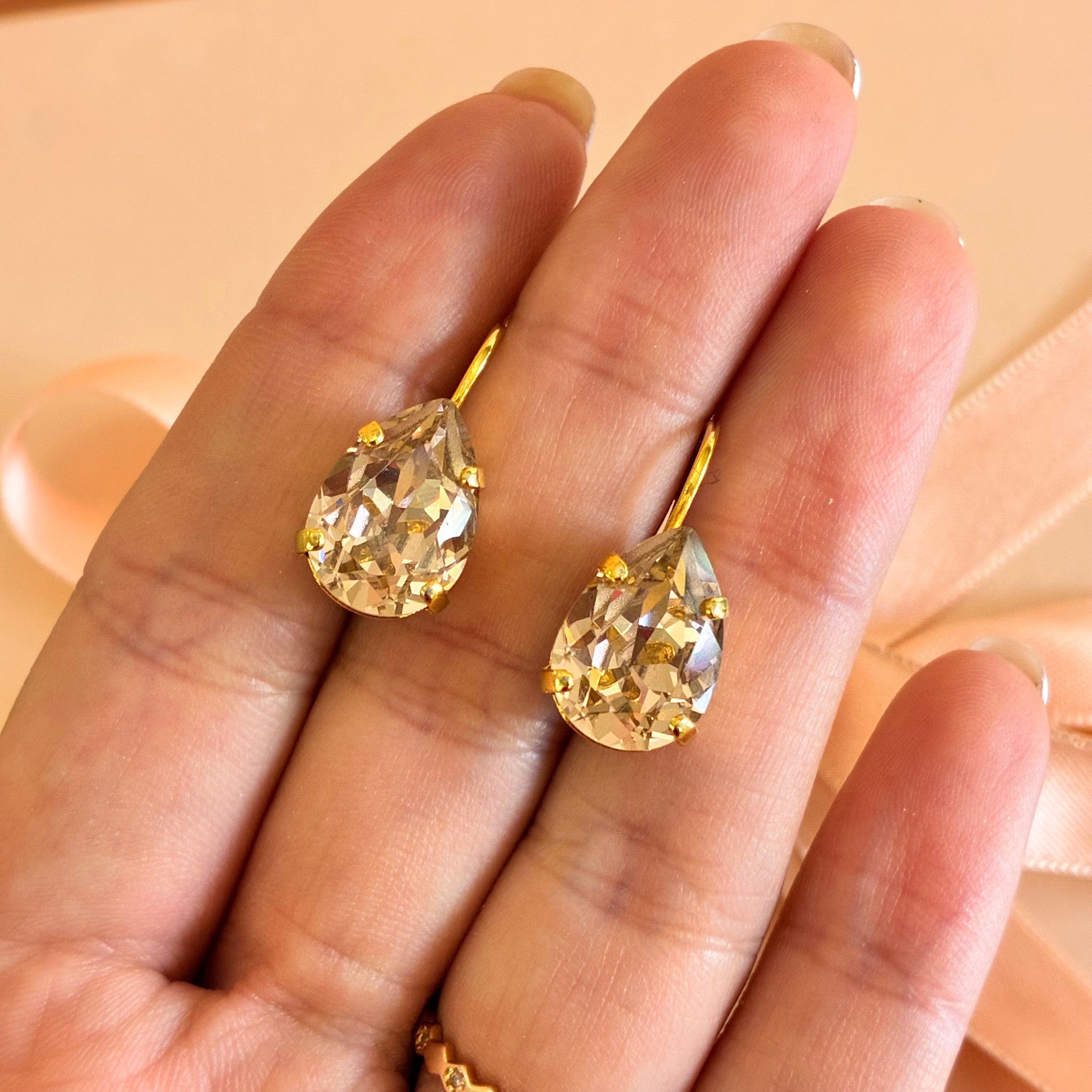 Peach Swarovski crystals hooks