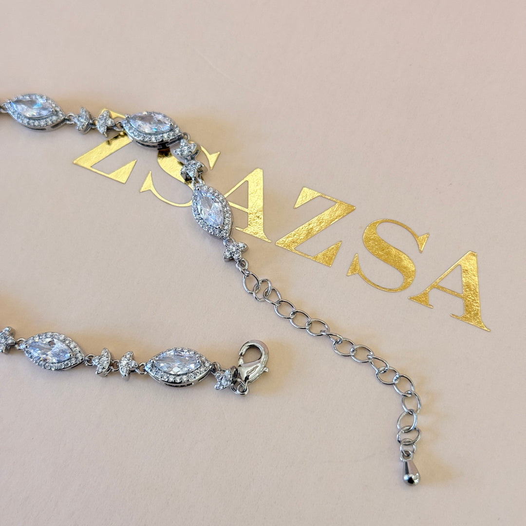 Marquise zircone silver bracelet