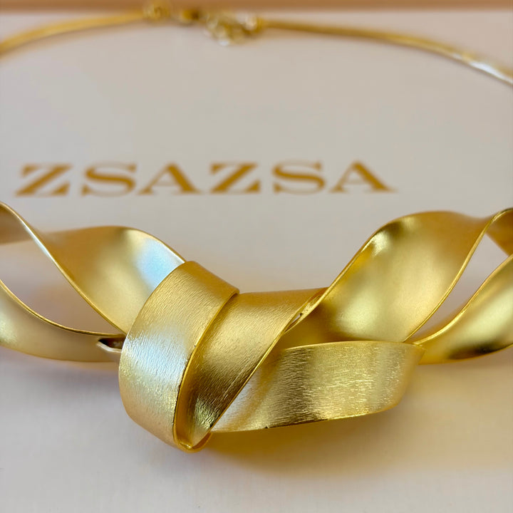 Handmade Twisted Knotted Necklace | Gold Plated | ZsaZsa