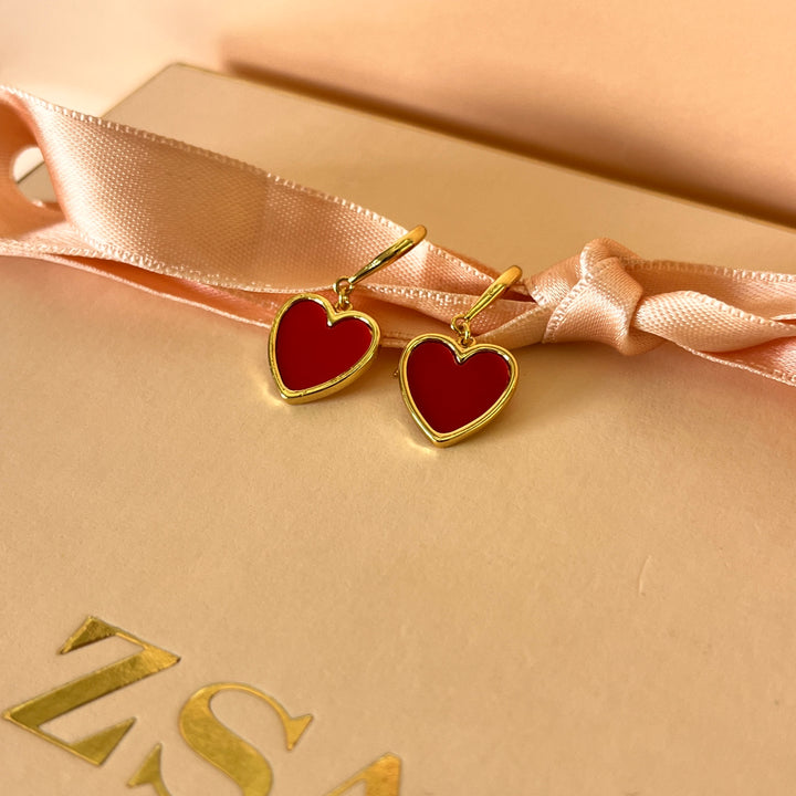 Red heart gold plated hooks
