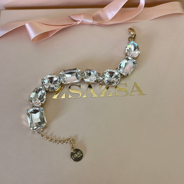 Swarovski crystals mix of shapes  gold plated earrings and bracelet
