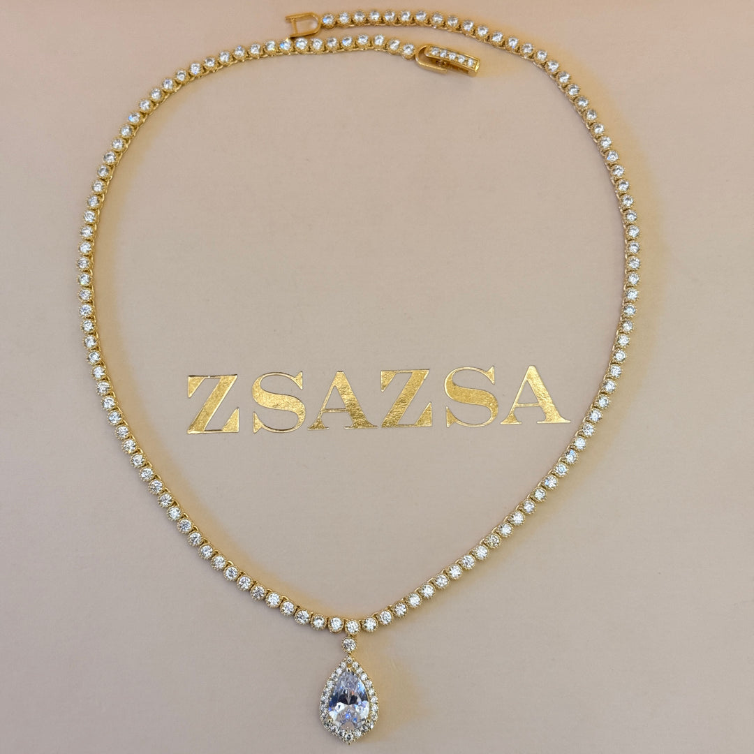 Teardrop zircone gold plated set