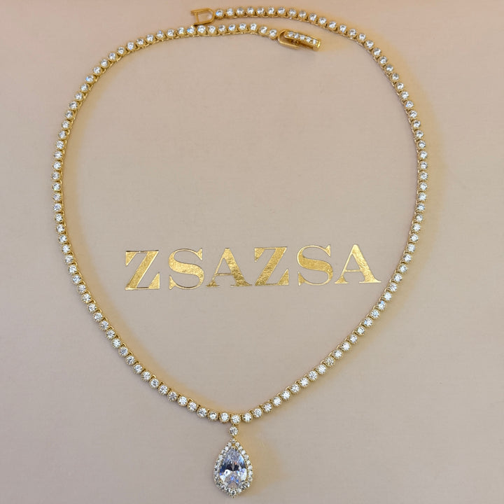 Teardrop zircone gold plated set