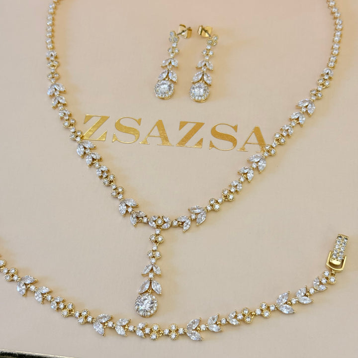 Marquise zircone gold plated set