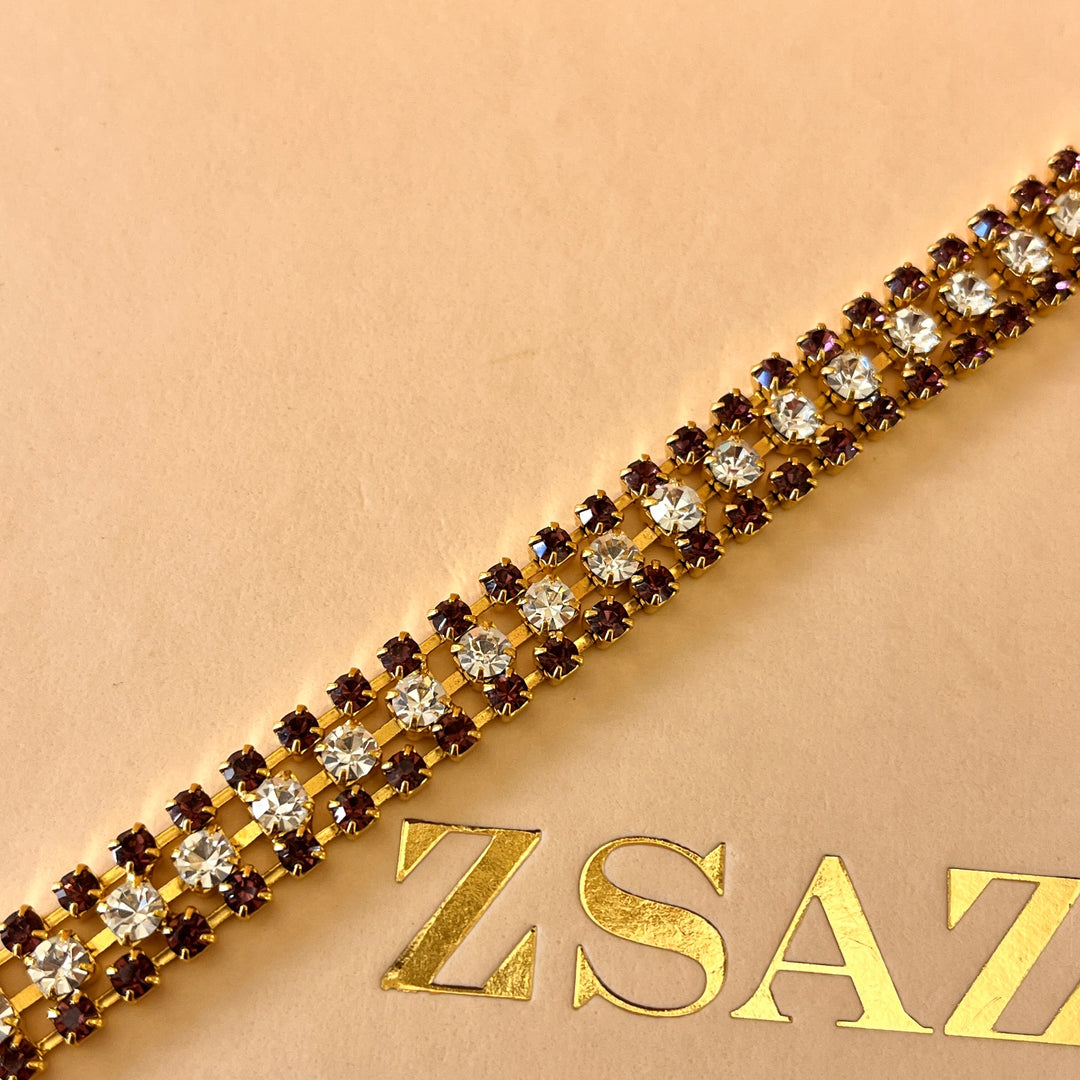 Purple preciosa crystals 3 rows bracelet