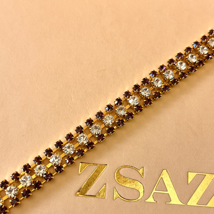Purple preciosa crystals 3 rows bracelet