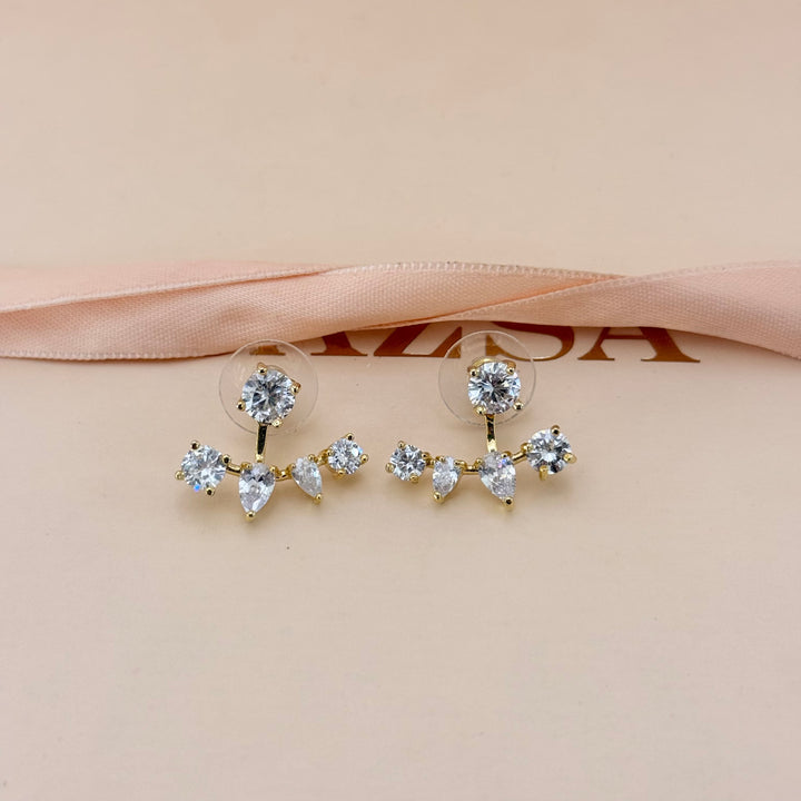 2 in 1 zircone gold plated earrings
