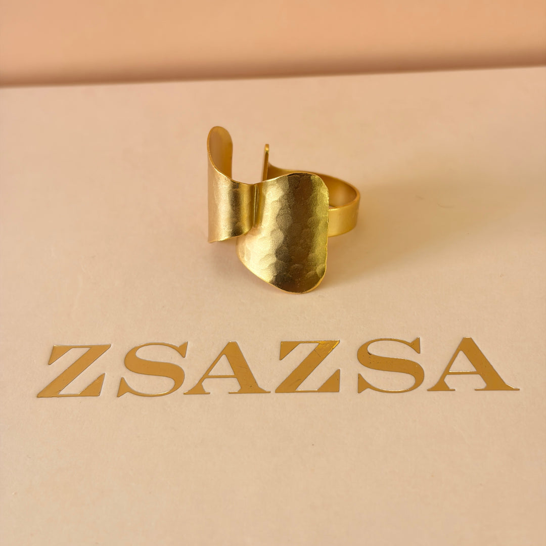 Handmade Abstract Folded Ring | Gold Plated | ZsaZsa