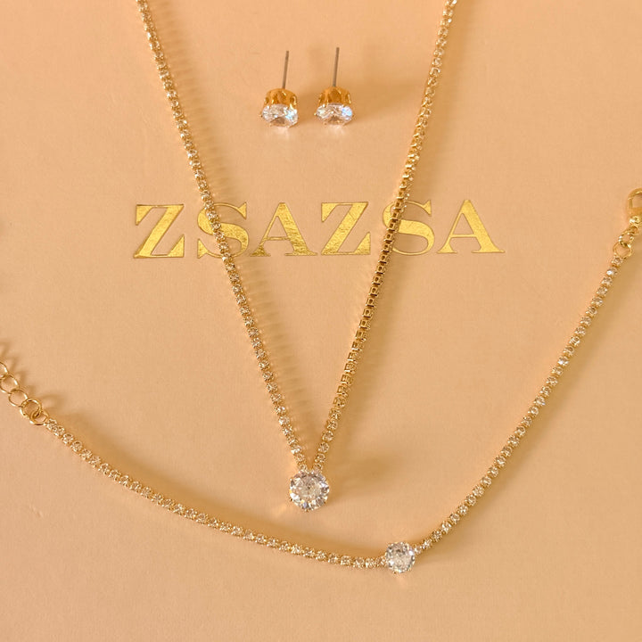 Dainty zircone gold plated set